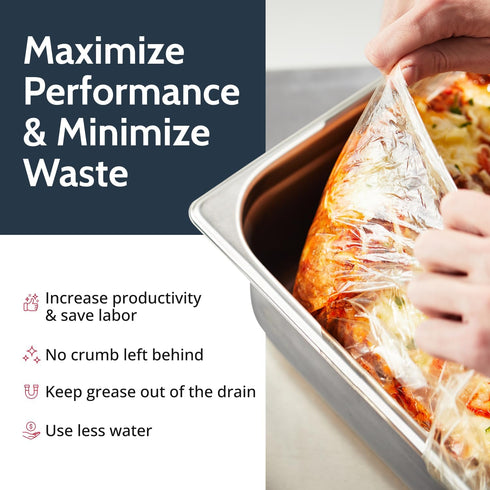 PanSaver Hotel Clear Pan Liners for Easy Clean Up - Disposable Buffet Pan Liners, Ovenable up to 400F (Half Pan Liner - 12.5 x 5.5 in)...