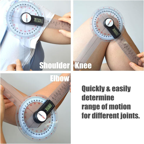 GemRed 12" Digital Goniometer 360 Degree Physical Therapy Plastic Protractor for Joint Range of Motion ROM Measurement...