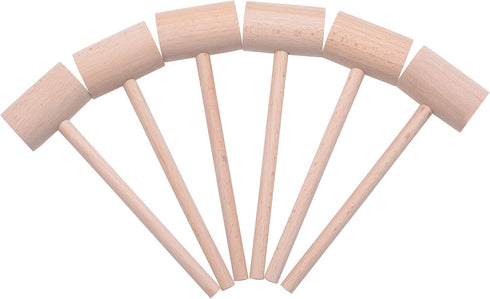 6 Pcs Wooden Crab Lobster Mallets Seafood Hammers, Solid Natural Beechwood...