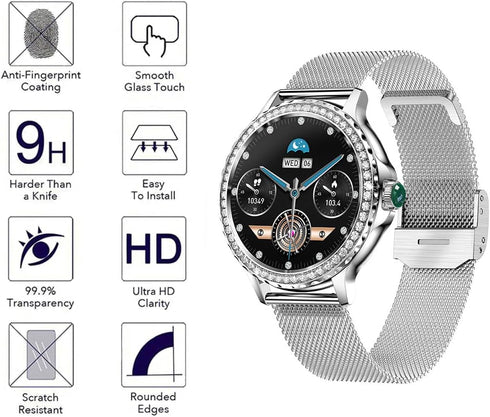 3 Pack Compatible with Fitonus F19 1.3 inch Smartwatch Screen Protector Tempered Glass Compatible with BOCLOUD NX19 1.32'' Smart Watch Screen Prot...