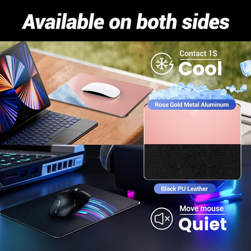 HONKID Metal Aluminum Mouse Pad Pink, Office and Gaming Thin Hard Mouse Mat Double Sided Waterproof Fast and Accurate Control Mousepad for Laptop,...