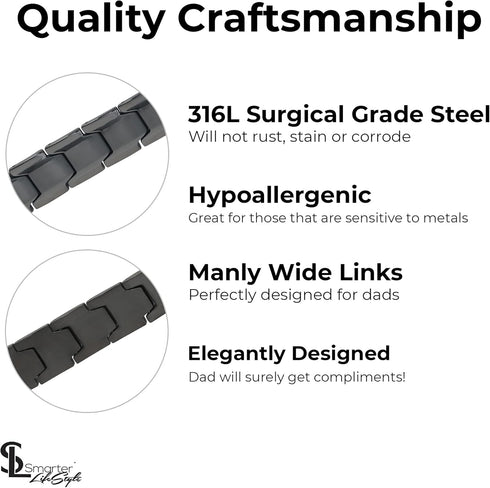 Smarter LifeStyle Stylish DAD Bracelet for Men - Wide Link Surgical Grade Steel Adjustable Bracelet for DAD, Mens Jewelry, Mens Bracelets Father's...