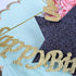 Handmade Black and Glod Glitter Pentacle Pentacle Cake Toppers Happy Birthday Cake Bunting Topper Paper, Birthday Party Decoration...