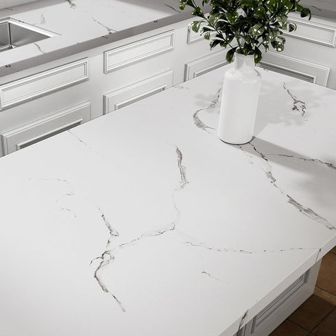 Stickyart Thick Marble Contact Paper Peel and Stick White Marble Wallpaper Matte Contact Paper for Bathroom Countertops Removable Marble Wallpaper...