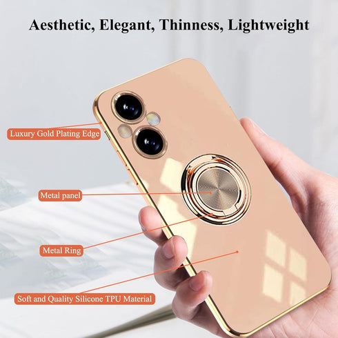 Compatible for Oneplus Nord N20 5g Case Ring Holder Magnet Silicone, Oneplus N20 5g Case Thin Phone Case Aesthetic Black 360° Rotatable Metal Stan...