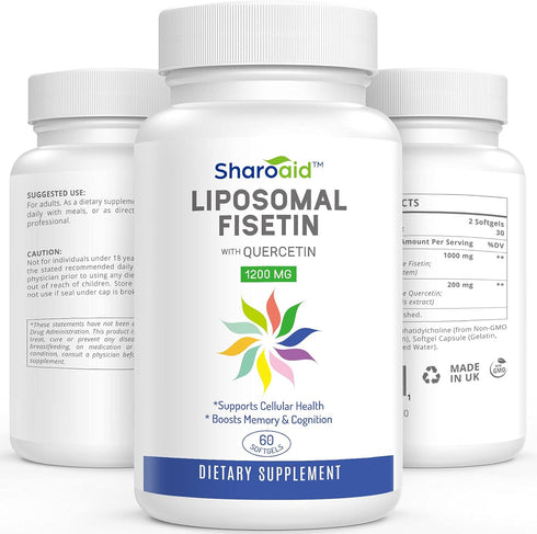 Liposomal Fisetin with Quercetin Supplements 1200 mg per Serving,High Absorption Polyphenols Antioxidants for Women,Men,Non-GMO,Gluten-Free,1 Bott...