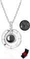 Sllaiss Austria Cubic Zirconia 100 Languages Necklace for Women Men 925 Sterling Silver I Love You Necklace Memory Personalized Gift for Her...