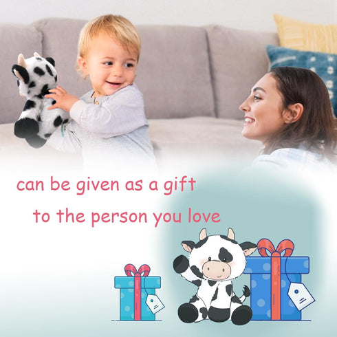Injoy Group 9”Milk Cow Soft Stuffed Plushie Toys,Cute Cattle Toys Lifelike Stuffed Animal for Children Kids, White and Black...