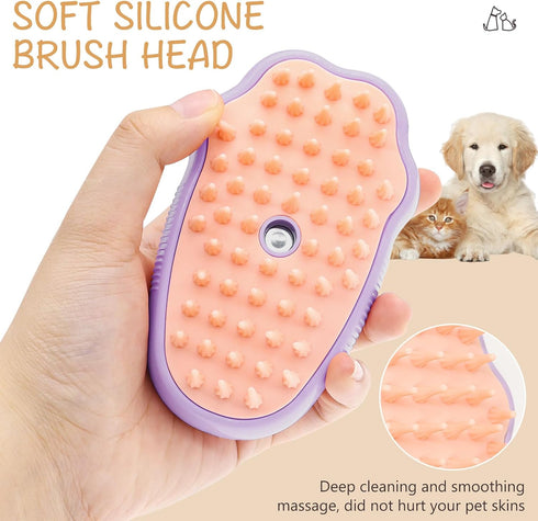 Pet Steam Brush - 3 In 1 Steamy Cat Brush, Rechargeable Steamy Pet Brush Self Cleaning Cat Groom Brush, Silicone Spray Cat Steamer Brush Massage, ...
