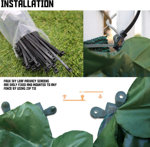 TANG Sunshades Depot 8" in Black Zipties Cable Ties 100 Pcs for Faux Winter Green and Ivy Fence Privacy Screen with Expandable Panels...