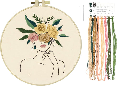 yueton 1 Pack Embroidery Started Kit Adult Beginner Cross Stitch Kits with Patterns, Instruction, Hoop, Colored Threads, Needles...