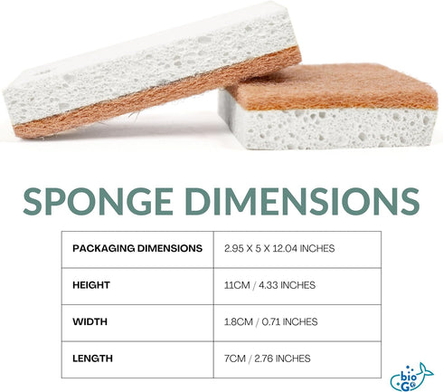 bioGo White 12 Pack Biodegradable Kitchen Sponges - Eco-Friendly, Compostable, Natural Cellulose Dish Sponges...