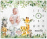 Safari Animals Milestone Blanket, Jungle Baby Growth Chart Monthly Blanket, Watch Me Grow Jungle Wild Baby Nursery for New Moms Baby Shower(50"x40...