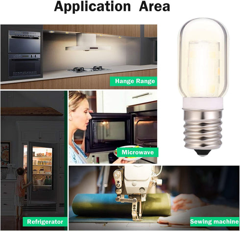 LED Microwave Appliance Light Bulb for Refrigerator Range Hood Over Stove Equivalent 40W Incandescent Bulb E17 Intermediate Screw Base 120V 3W 360...