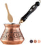 BCS 12 Oz Copper Turkish Greek Arabic Coffee Pot with Wooden Handle (4 servings) Cezve Ibrik Briki Stovetop Coffee Maker (Includes Wooden Spoon)...