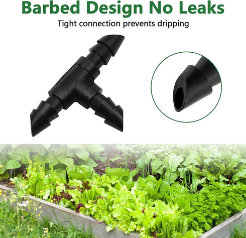 Drip Irrigation Fittings Kit for 1/4" Tubing, 130 Pieces Drip Line Connectors for Drip Systems - 40 Couplings, 30 Tees, 20 Elbows, 20 End Plugs, 2...