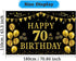 Trgowaul 70th Birthday Backdrop Gold and Black 5.9 X 3.6 Fts Happy Birthday Party Decorations Banner for Women Men Photography Supplies Background...
