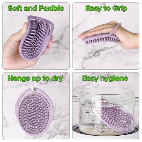 haakaa Silicone Shampoo Brush - Cradle Cap Brush Comb - Baby Hair Scrubber - Scalp Massager for Newborns & Toddlers - 1pk-Lavender...