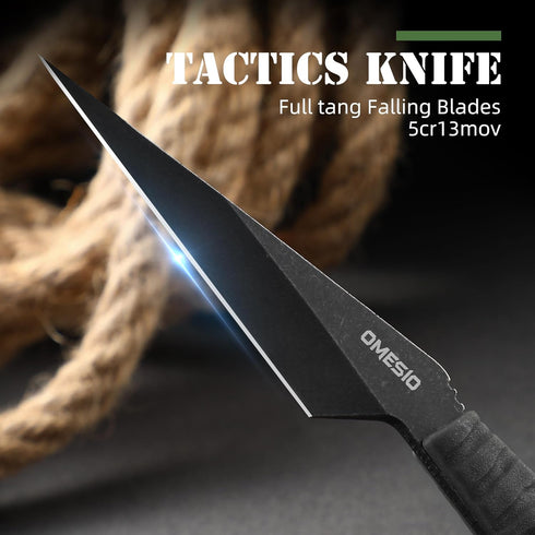Omesio Fixed Blade Knife with Sheath, 6.38” Neck Knife Full Tang Small Necklace Knife for Men, Compact EDC Tactical Knife Suitable for Survival Hi...