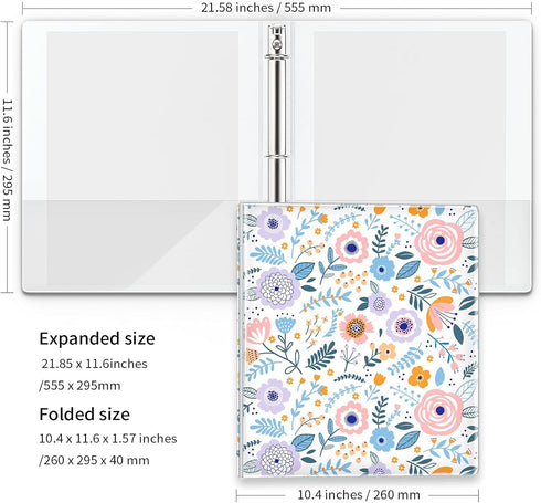 Cute Binder 1 Inch 3 Ring Trapper Keeper Binders with Clear Interior Pockets for Letter-Size(11" x 8.5") Paper,Aesthetic Three Ring Binder for Stu...