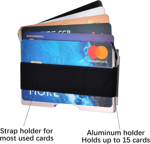 Minimalist Wallet Small Card Holder Slim Front Pocket Wallet RFID Blocking Money Clip Women Men (z Brushed Rose Gold)...