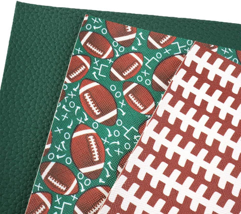 Football Soccer Ball Printed Faux Leather Sheet PU Textured Grain Leather Sheet Assorted 6 PCS 7.9" x 13.4" (20 cm x 34 cm) for Hair Accessories D...