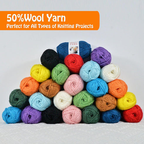 50% Wool Yarn for Crocheting,Thick Yarn for Crocheting,Crochet Yarn for Crocheting,Yarn for Crafts,Crochet Yarn for Sweater,Scarf,Hat(Dunhuang Blu...