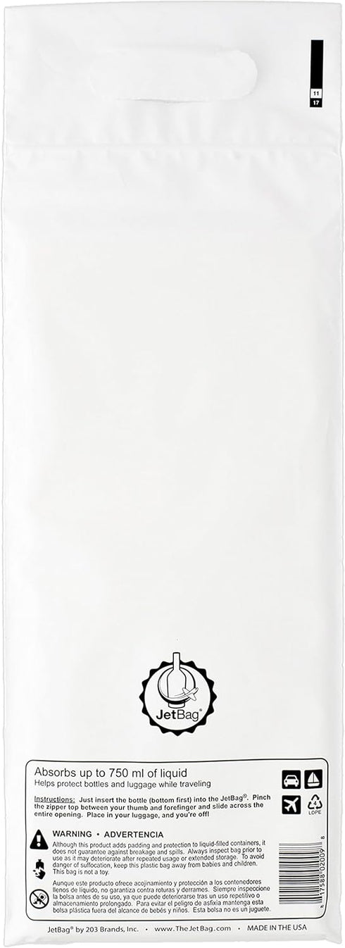 Jet Bag Mono - (Set of 3) The Original Reusable, Protective and Absorbent Bottle Bags for Wine, Growlers or other Liquids Made in the USA!,White...