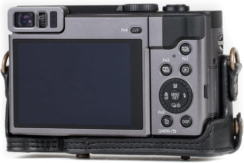 MegaGear MG1258 Ever Ready Leather Camera Case compatible with Panasonic Lumix DC-ZS80, DC-ZS70, DC-TZ95, DC-TZ90 - Black...