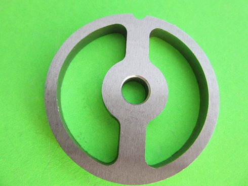 #8 size sausage stuffer disc for meat grinder Fits virtually all size #8 grinders. 2 3/8" (61mm) diameter.. PLEASE MEASURE TO CONFIRM...