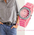 Lancardo Silicone Ceramic Style Pink Wrist Watch Silver Trim and Sparkly Rhinestones Surround Bezel Women's Wristwatch...