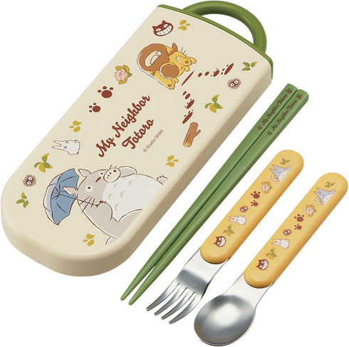 Skater My Neighbor Totoro Utensil Set - Cat Bus - Includes Reusable Fork, Spoon, Chopsticks and Carrying Case - Authentic Japanese Design - Durabl...
