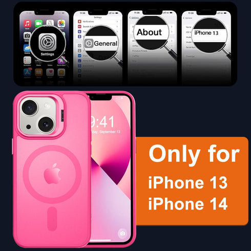 Magnetic for iPhone 13 Case & iPhone 14 case, Compatible with Magsafe, Built-in Stash Stand, Matte Scratch-Resistant Back Cover Shockproof Phone C...