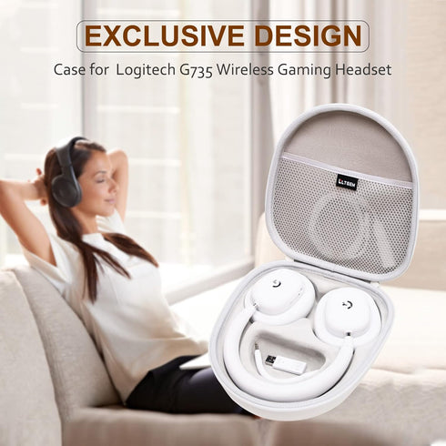 LTGEM Headset Case for Logitech G735 Wireless Gaming Headset - Hard Storage Travel Protective Carrying Bag(White)...
