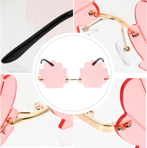 STOBOK Rimless Sunglasses, Seashell Shape Sunglasses Metal Sunglasses Fashion Sunglasses for Photo Props, Party (Yellow)...