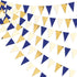 30Ft Navy Blue Gold and Beige Party Decorations Royal Blue Gold Triangle Flag Pennant Banner Bunting for Graduation Birthday Wedding Bridal Shower...