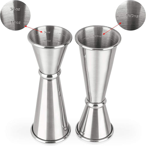 3PCS Double Jigger & Cocktail Jiggers Stainless Steel 1 OZ X 2 OZ Alcohol Measuring Tools...