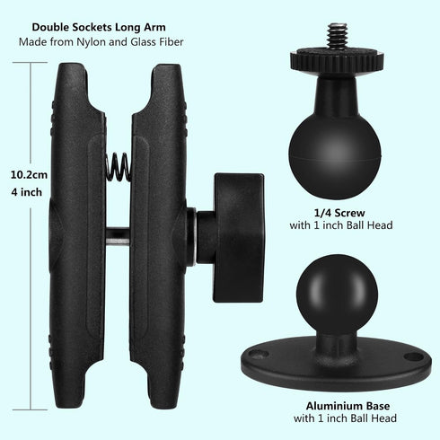 Peastrex Phone Wall Mount Holder Stand Ball Head Long Arm Drill Base 360 Degree for 3.5 to 7 in Cellphone, iPhone 14 13, Samsung Galaxy/Nexus/HTC/...