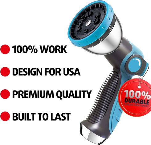 Garden Hose Nozzle, Water Spray Nozzles for Garden Hose, Durable High Pressure Water Hose Sprayer Nozzle with 10 Patterns for Watering Plants, Was...