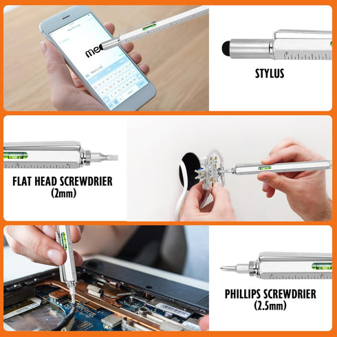 Cool Pen Gifts for Men, 6-in-1 Multi Tool Tech Pen Gadgets Tools for Men, Personalized Gifts for Dad or Him, Funny Gift for Christmas, Father's Da...