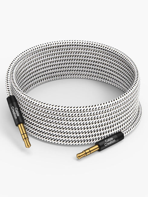 CableCreation Long Aux Cord (30FT/9M),3.5mm Audio Cable Male to Male, Braided Hi-Fi Sound 1/8 Auxiliary Headphone Cord Extension for Car, Projecto...