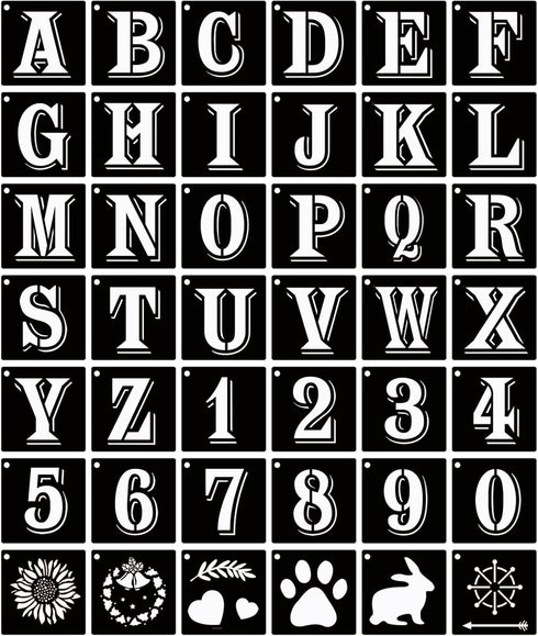 6 Inch Letter Stencils Symbol Numbers Craft Stencils, 42 Pcs Reusable Plastic Alphabet Templates for Painting on Wood, Wall, Fabric, Rock, Glass, ...