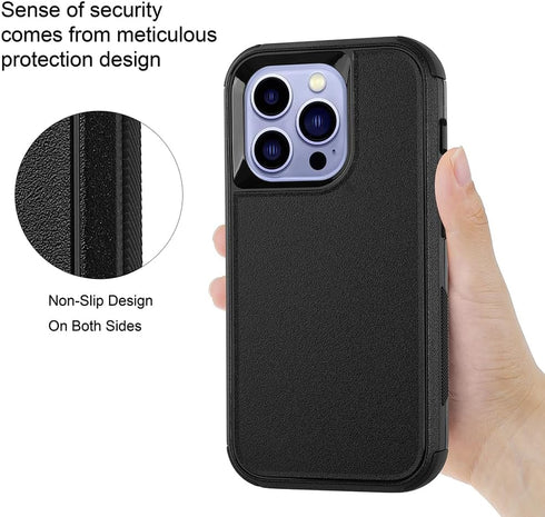 for iPhone 14 Pro Max Case, Heavy Duty Protective Phone Case with Glass Screen Protector + Camera Lens Protector, Shockproof Dropproof Cover for A...