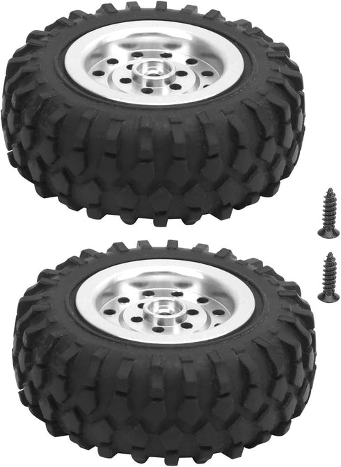 55mm/2.2in 1/10 Scale Rubber Tires & Wheel Rims AntiSkid Fit for D12 Model Parts (Silver S)...