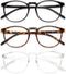 Przene 3 Pack Blue Light Blocking Glasses Women/Men,Retro Round Computer Glasses Anti Eye Strain/UV/Glare, Gaming Glasses. (Black/Crystal/Amber).....