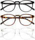 Przene 3 Pack Blue Light Blocking Glasses Women/Men,Retro Round Computer Glasses Anti Eye Strain/UV/Glare, Gaming Glasses. (Black/Crystal/Amber).....