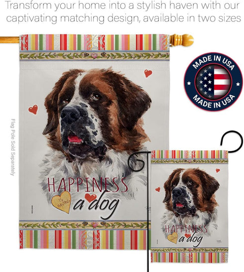 Breeze Decor St. Bernard Dog Happiness Garden Flag Puppy Spoiled Paw Canine Fur Pet Nature Farm Animal Creature House Decoration Banner Small Yard...