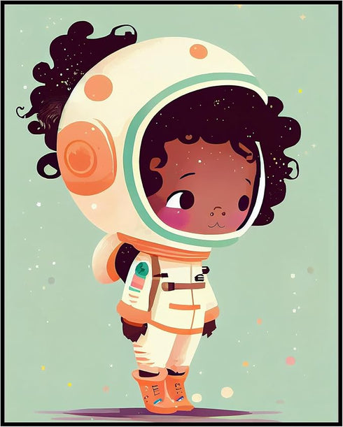 Posterizer 1 pcs-lttle astronaut girl-Abstract & Modern Art-Kids Room Art-Gift for Daughter, Son, Kids-decor for nursery toddlers kids room- UNFRA...