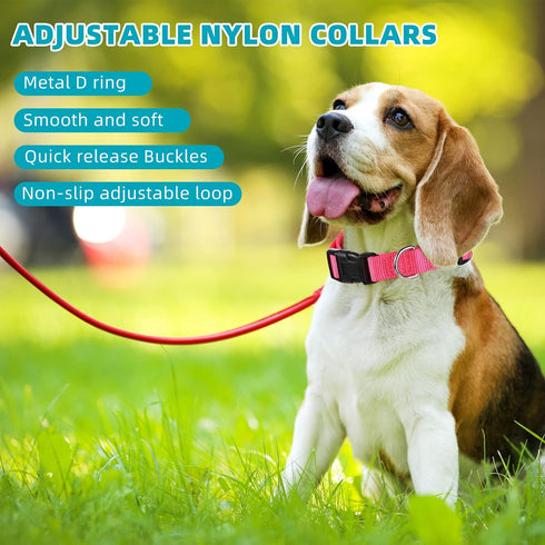 9 Pieces Adjustable Dog Collar for Medium Dogs, Soft Nylon Dog Collar with Quick Release Buckle Collar Bulk for Dogs Walking Running Training (Ret...