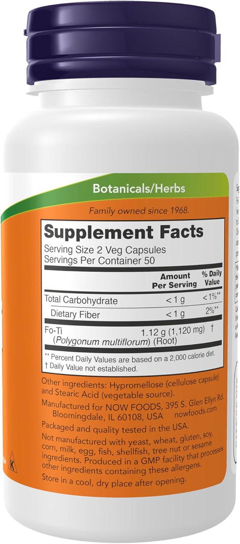 NOW Supplements, Fo-Ti (Polygonum multiflorum) 560 mg, Ho Shou Wu, Herbal Supplement, 100 Veg Capsules...